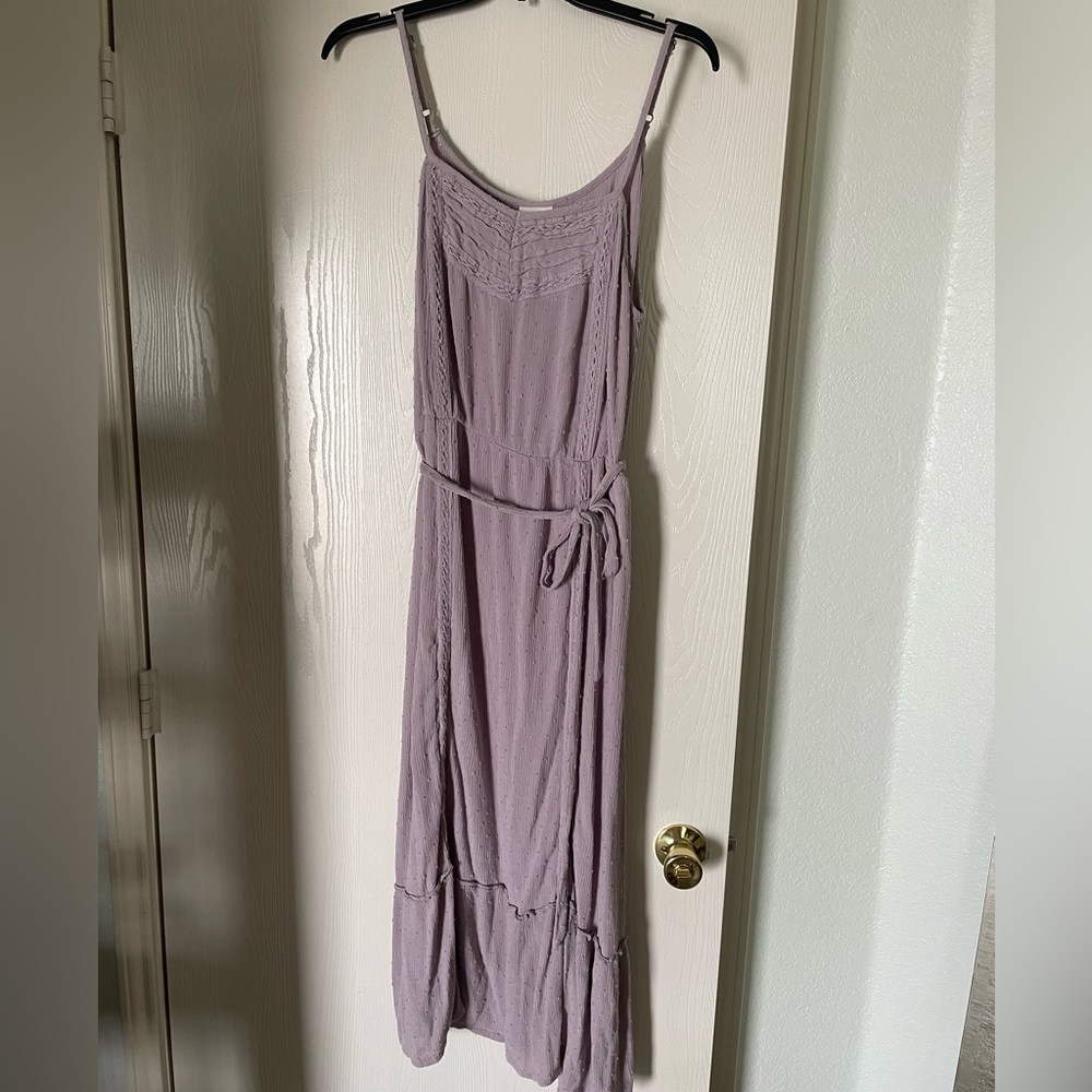 Lavender Casual Dress - lilac purple embroidered lace feminine spaghetti strap